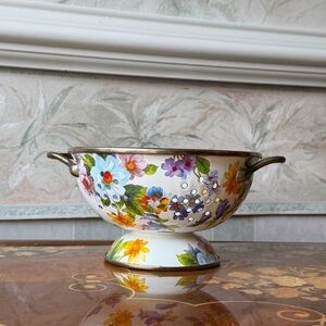 Mackenzie Childs Enamel Colander Decor Kitchen Strainer White Flower Market